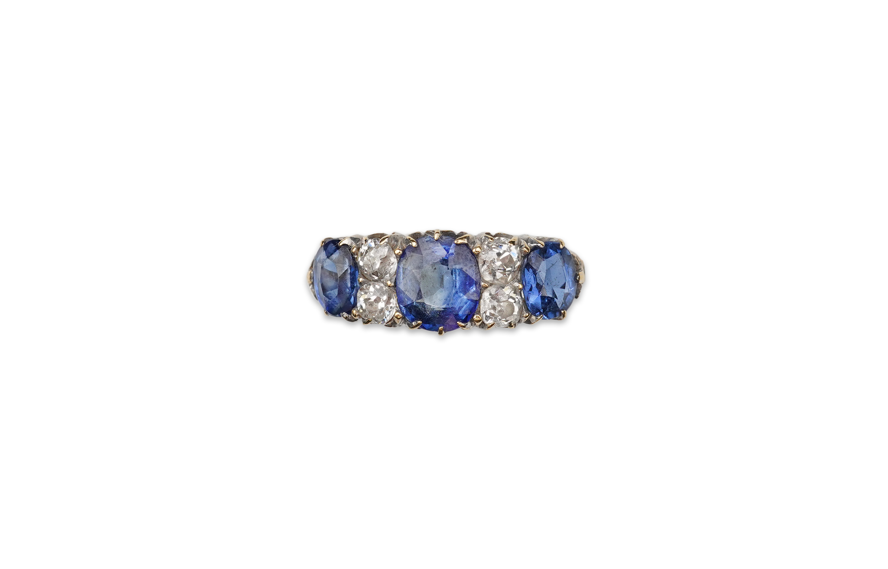 A Victorian sapphire and diamond ring, circa 1889